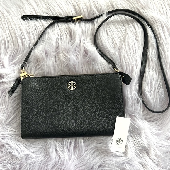 Tory Burch Handbags - Tory Burch Brody Pebbled Wallet Crossbody Black